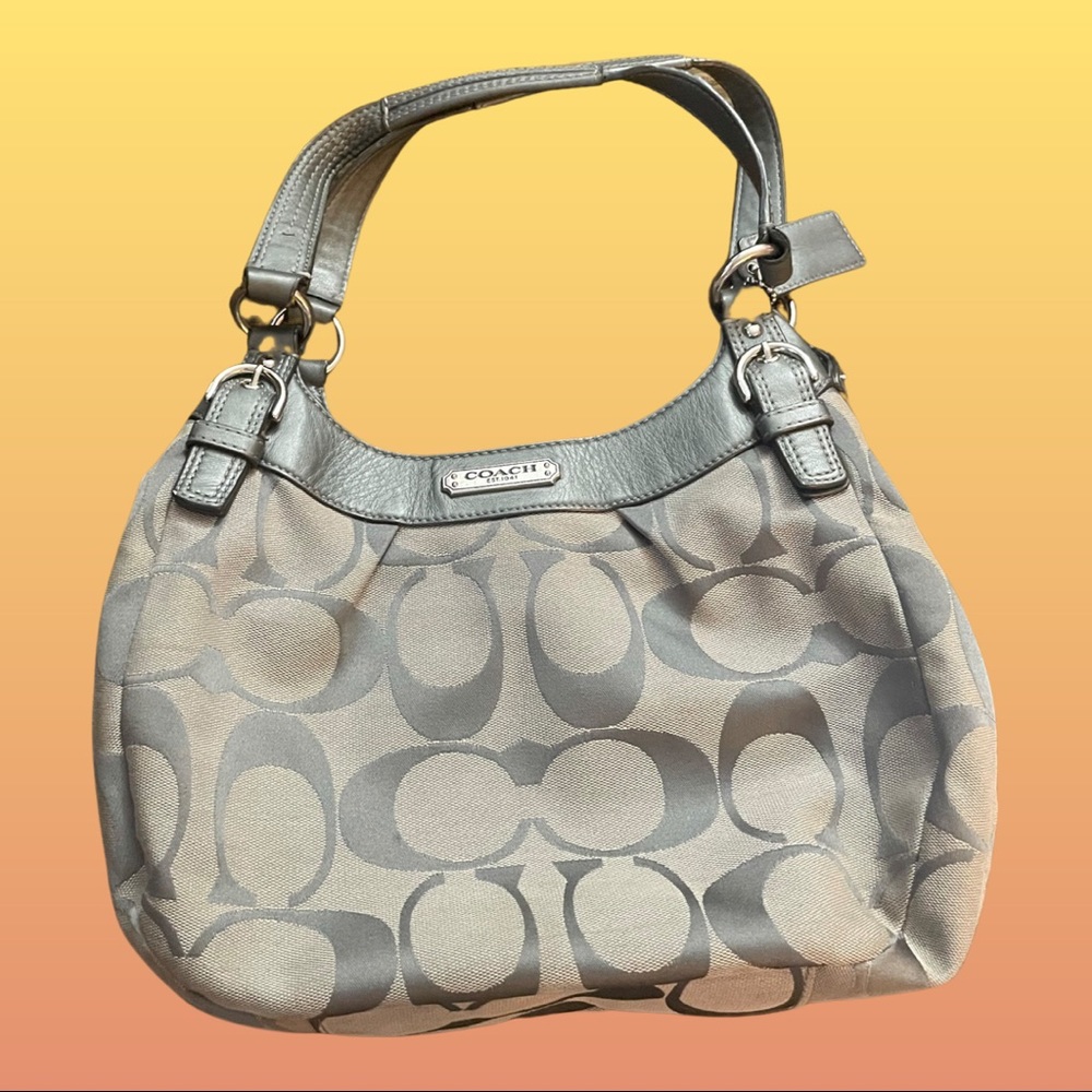 Grey/Beige Coach 3 Pocket Purse